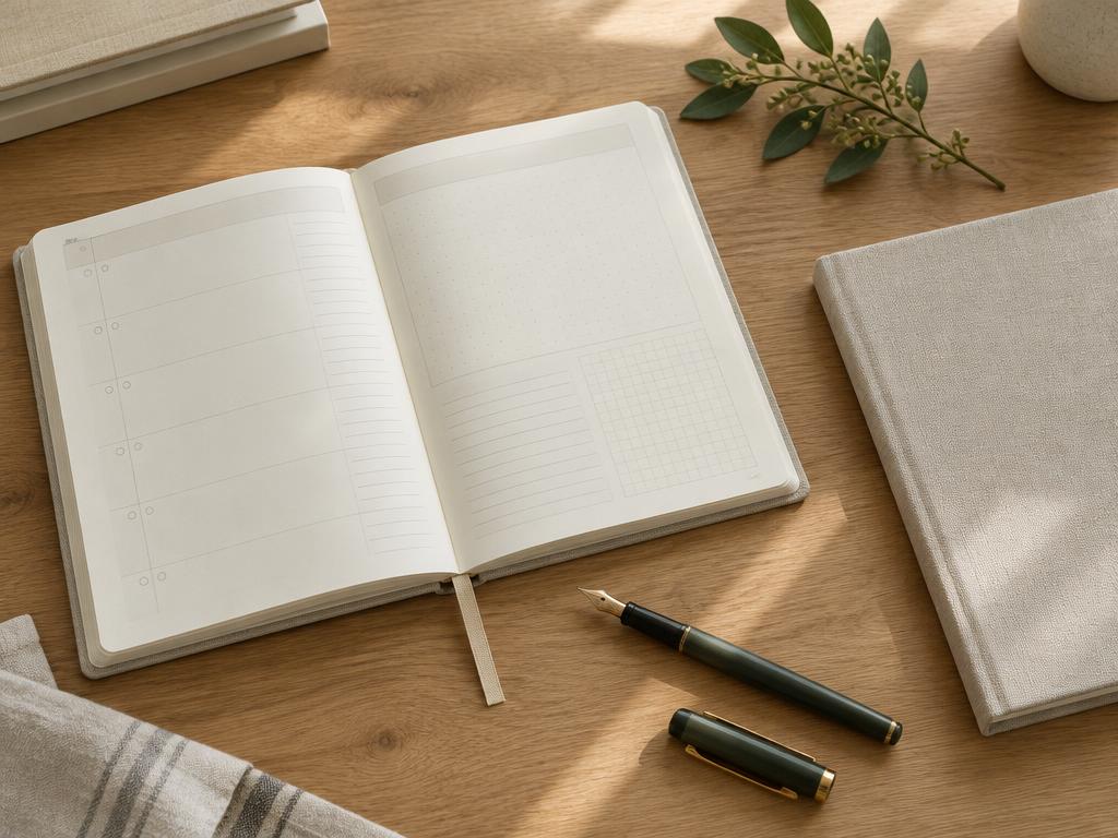 An open homeschool planner and fountain pen on an oak desk